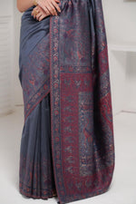 Grey Kani Pallu Silk Saree