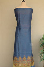 Grey Kani Silk Linen Suit with Floral Dupatta