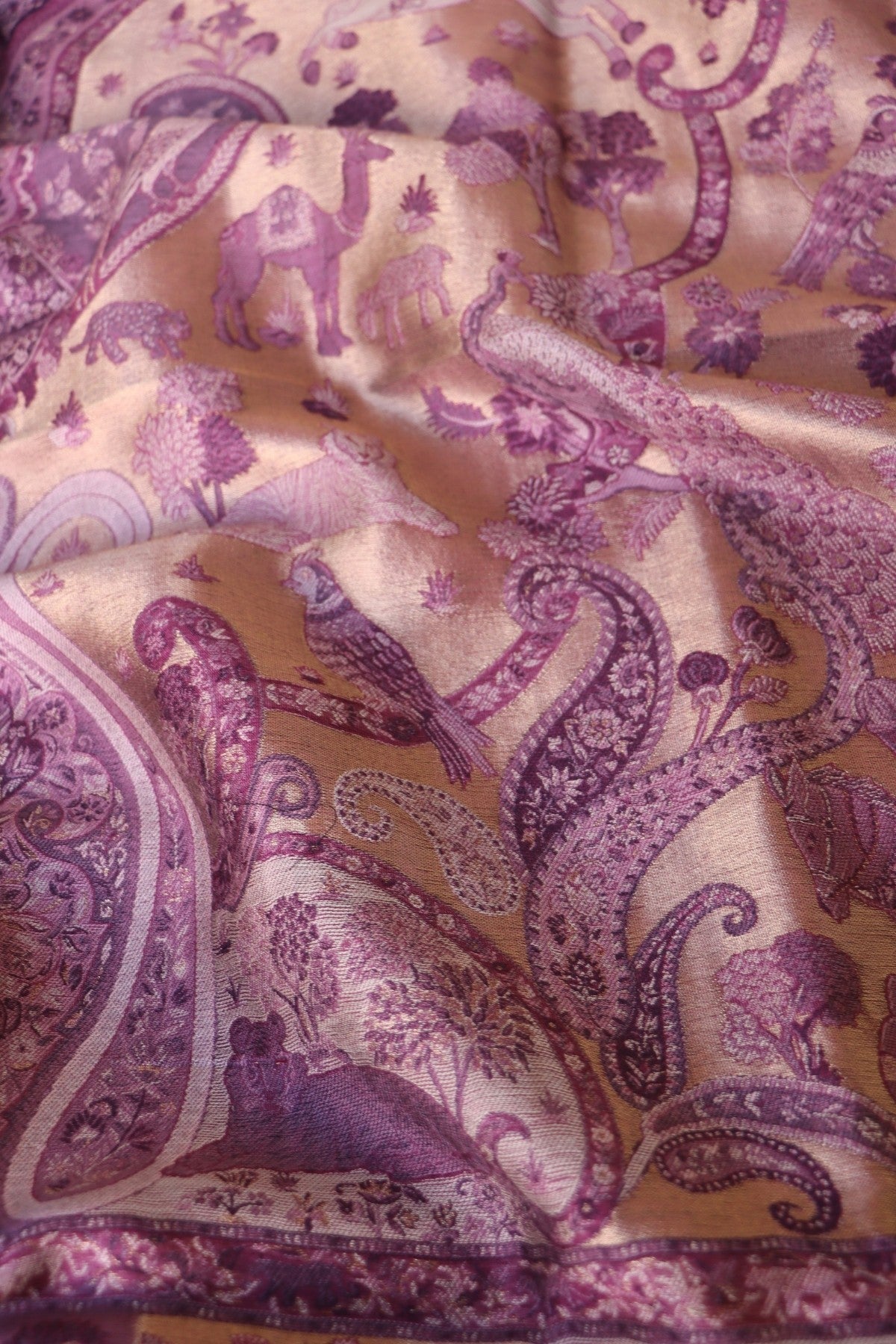 Purple Kani Silk Suit with Tissue Silk Dupatta