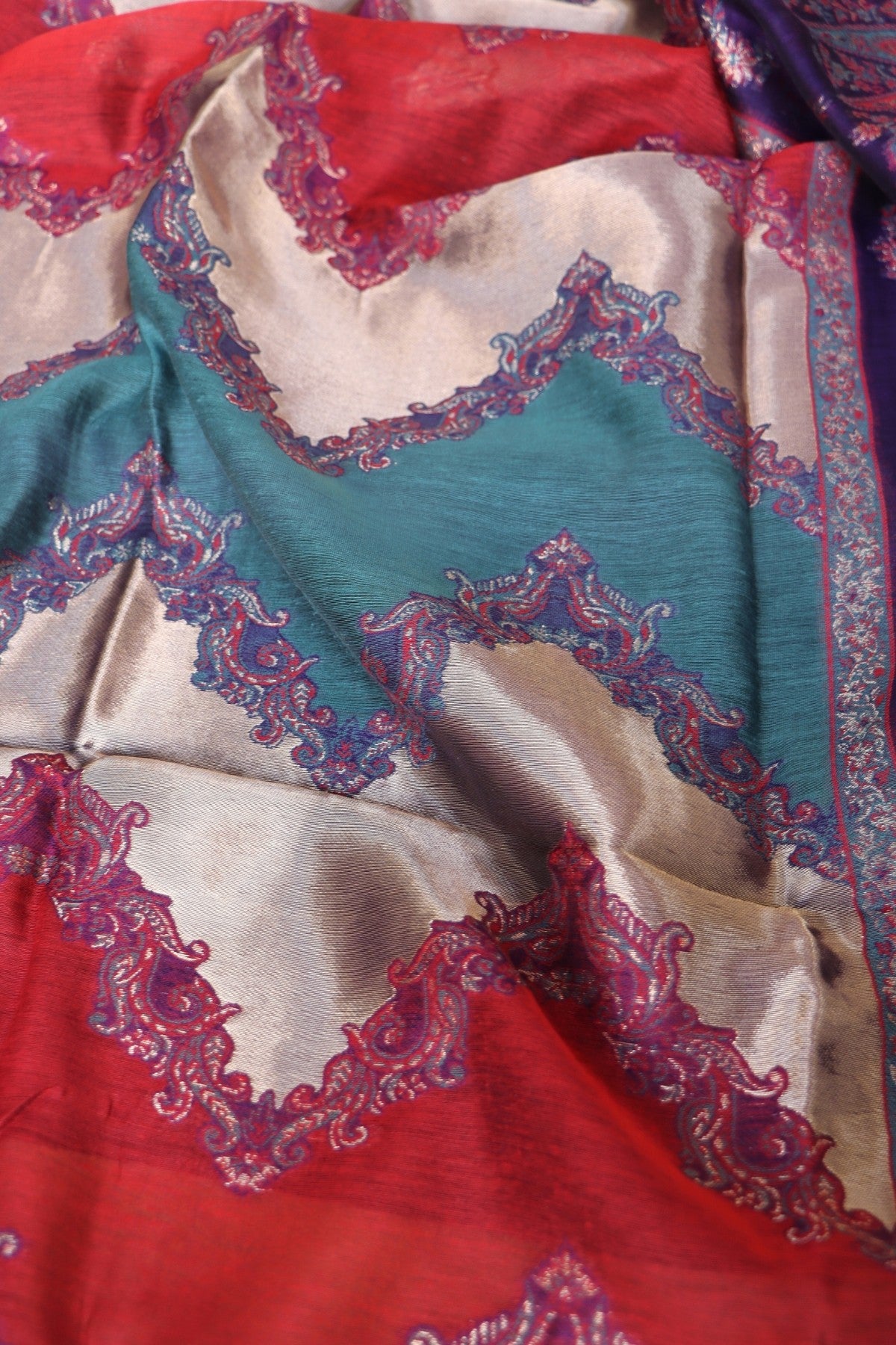 Purple Kani Silk Suit with Zari Dupatta