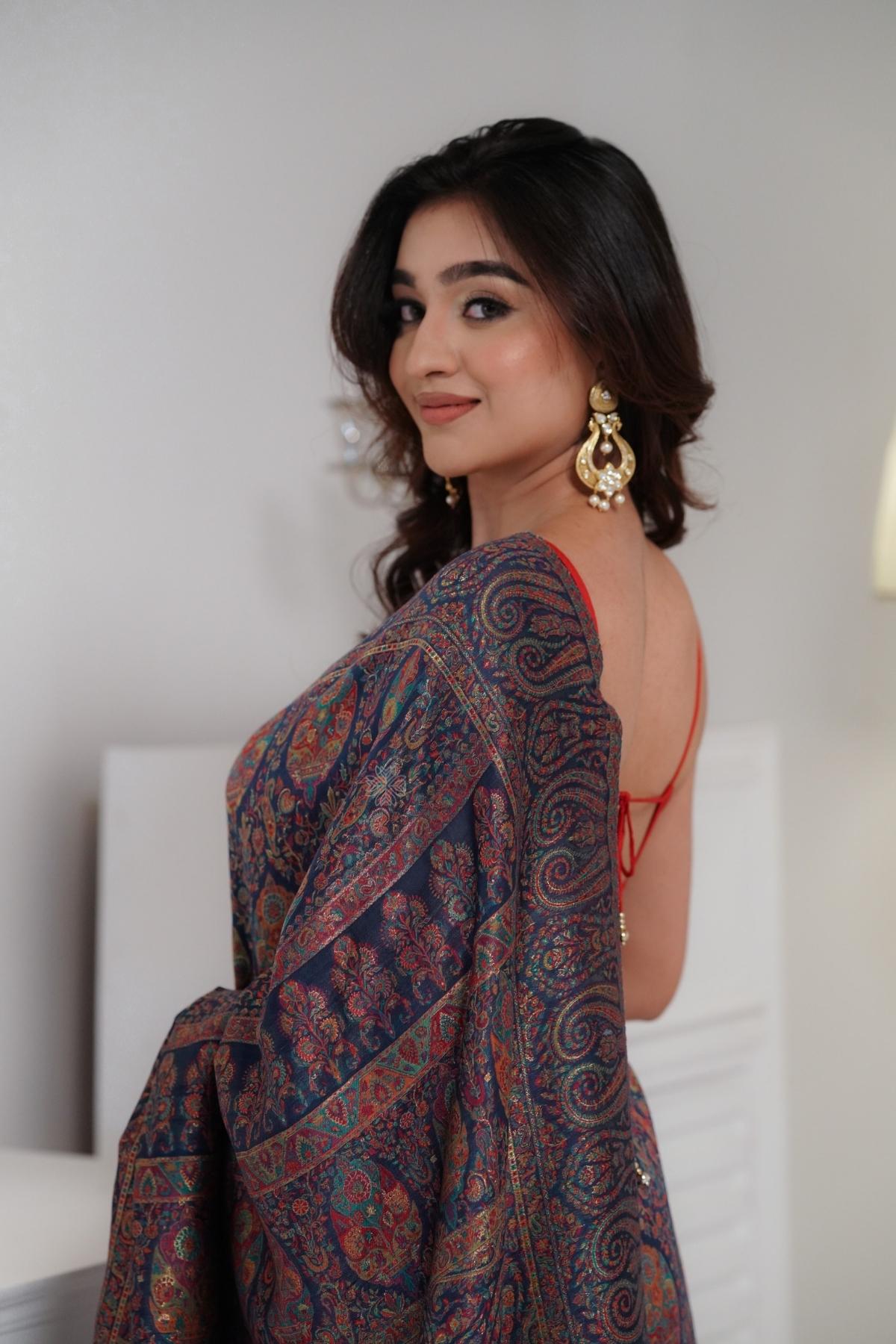 Blue Kani Jamawar Silk Saree