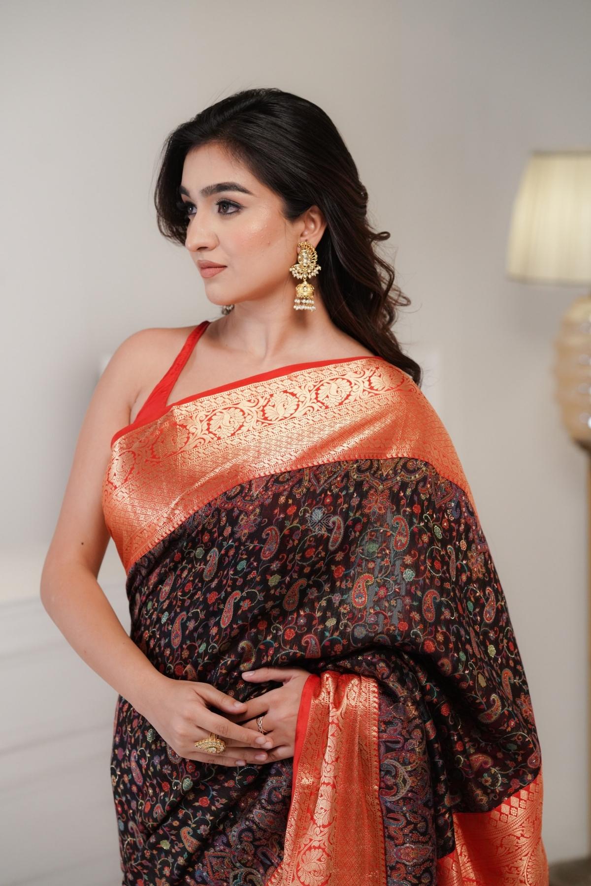 Black Kani Kanjivaram Silk Saree
