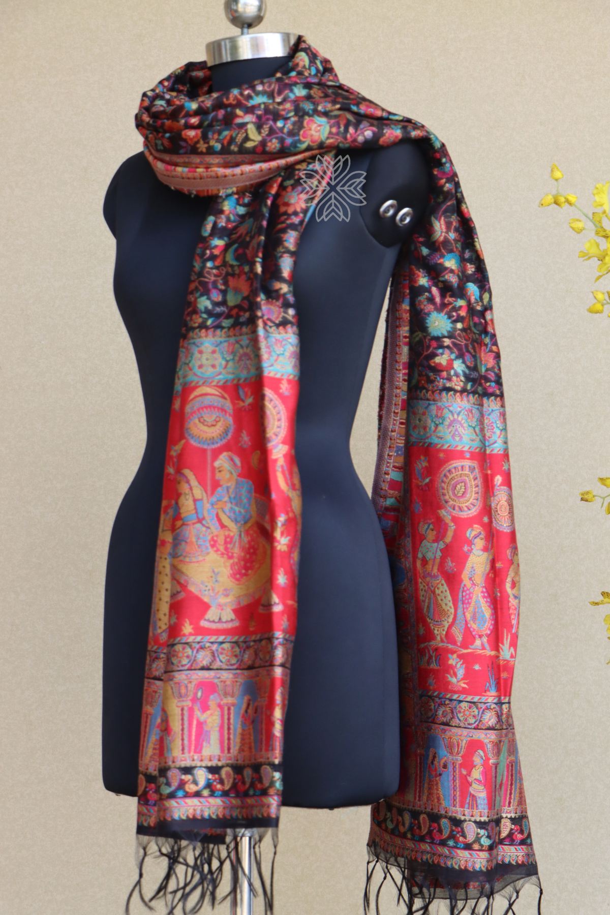 Black Kani Silk Figure Dupatta