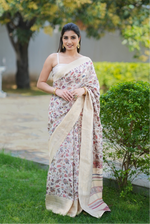 Beige All Over Kani Organza Silk Saree
