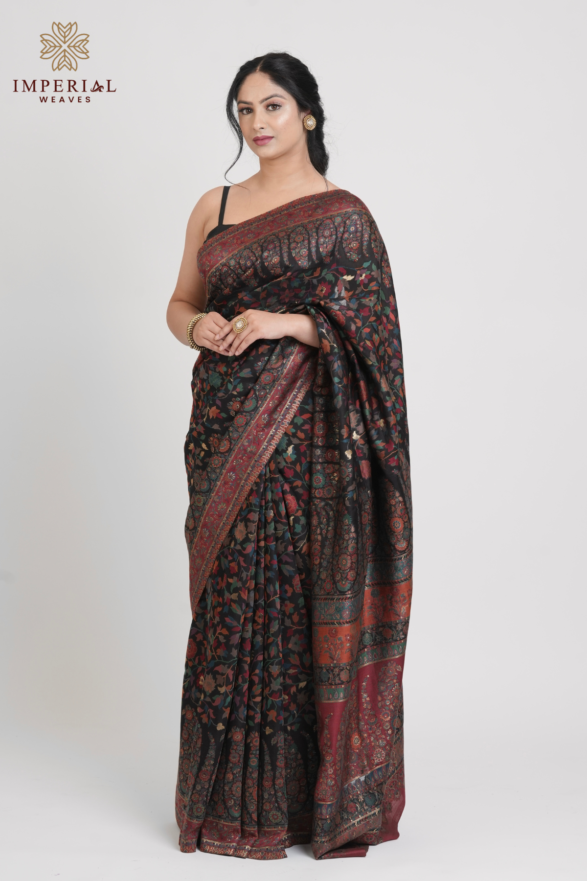 Smoky Black Kani Silk Saree