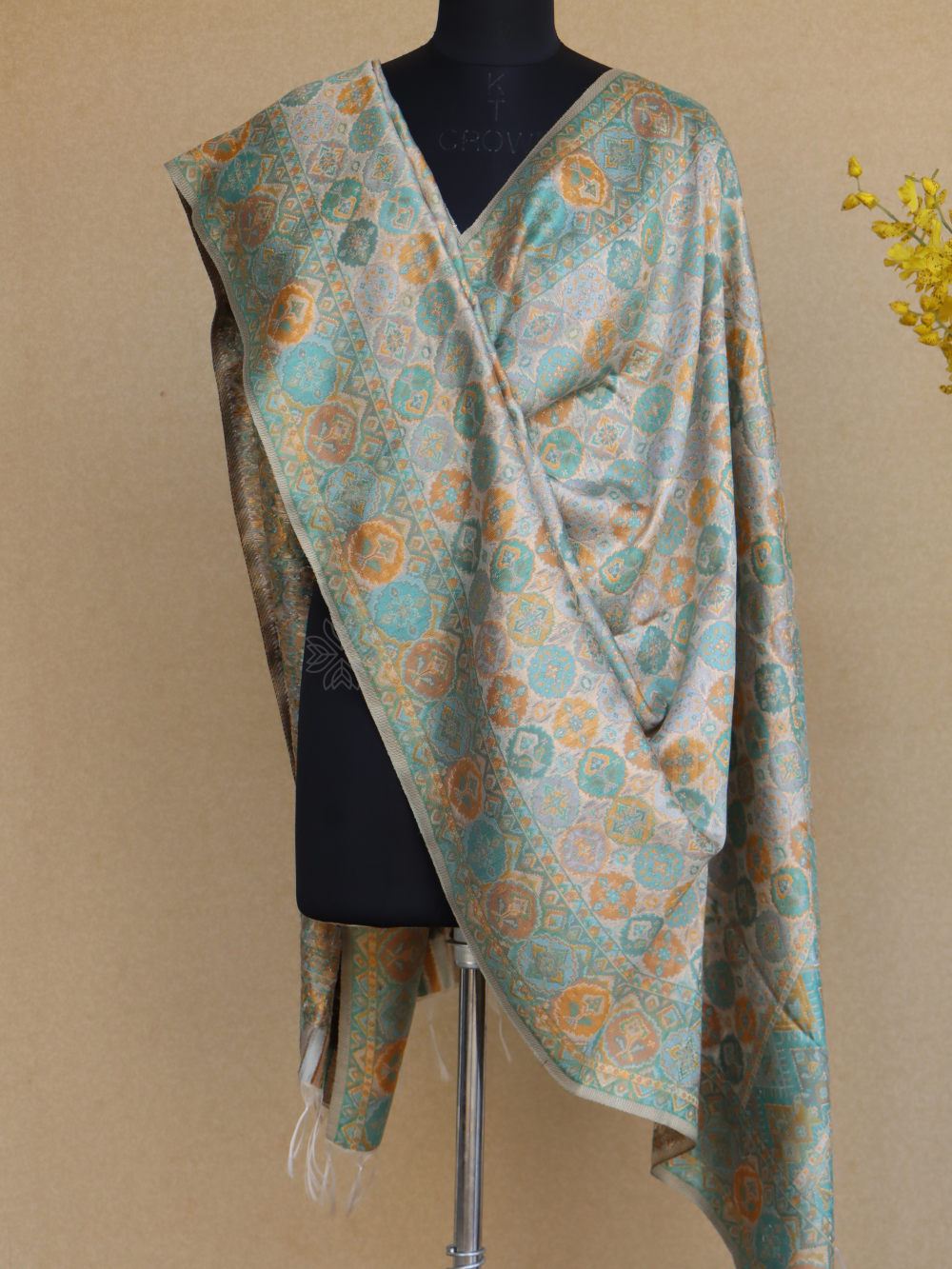 Sage Green Kani Silk Jamawar Dupatta Imperial Weaves