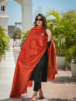 Red Kani Silk Jamawar Paisley DupattaImperial Weaves