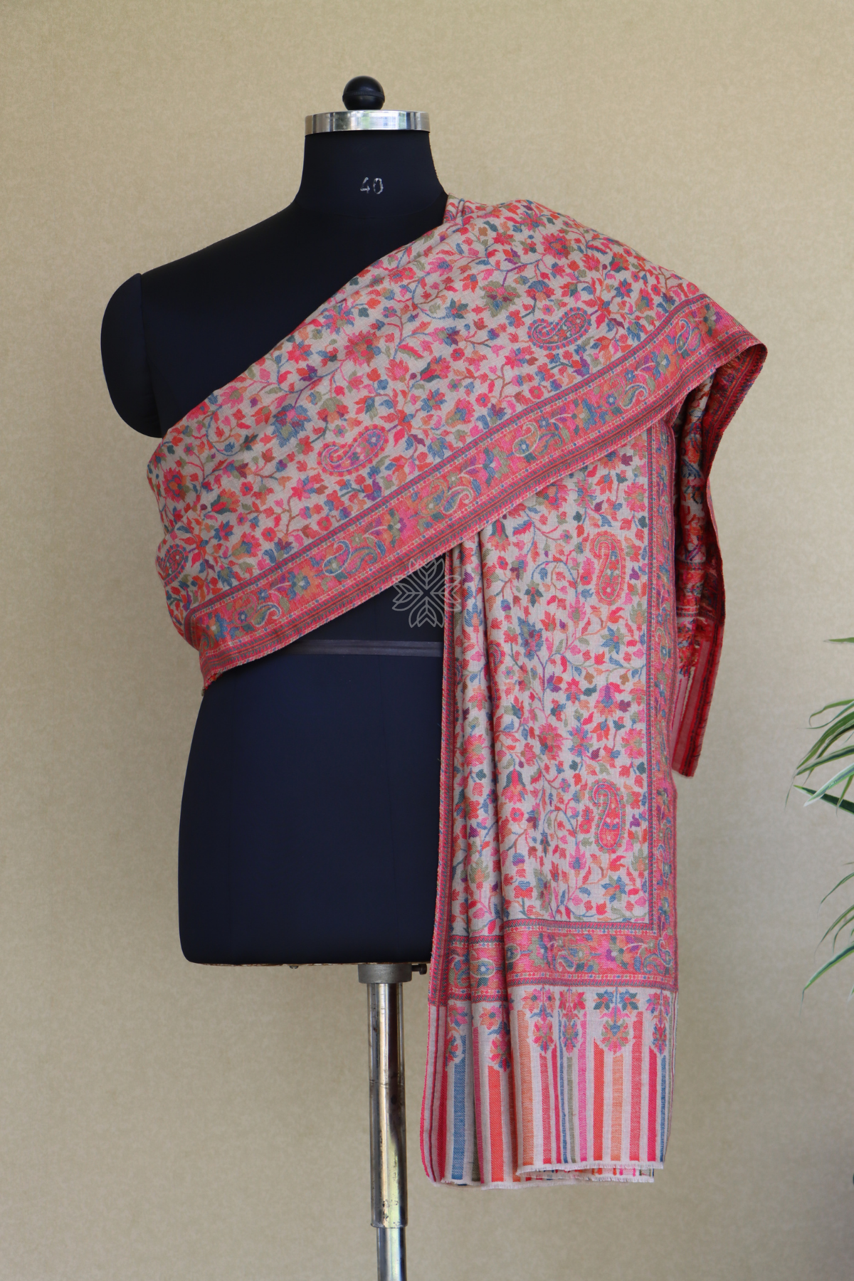 Beige Kani Men Fine Wool Shawl