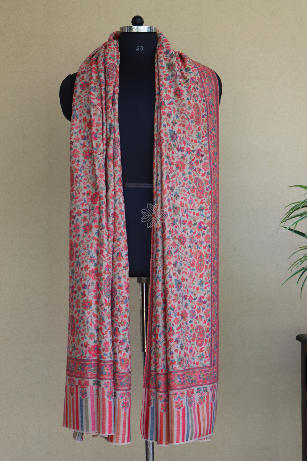 Beige Kani Men Fine Wool Shawl