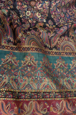 Smoky Black Kani Kalamkari Silk Saree