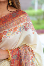 Off White Kani Floral Pallu Silk Saree