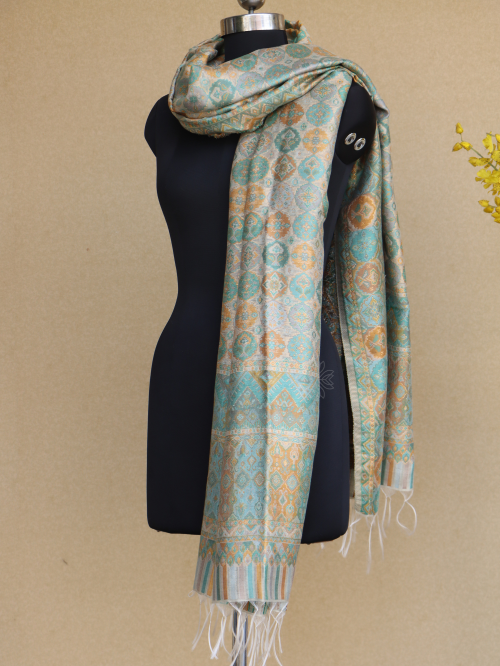 Sage Green Kani Silk Jamawar Dupatta Imperial Weaves