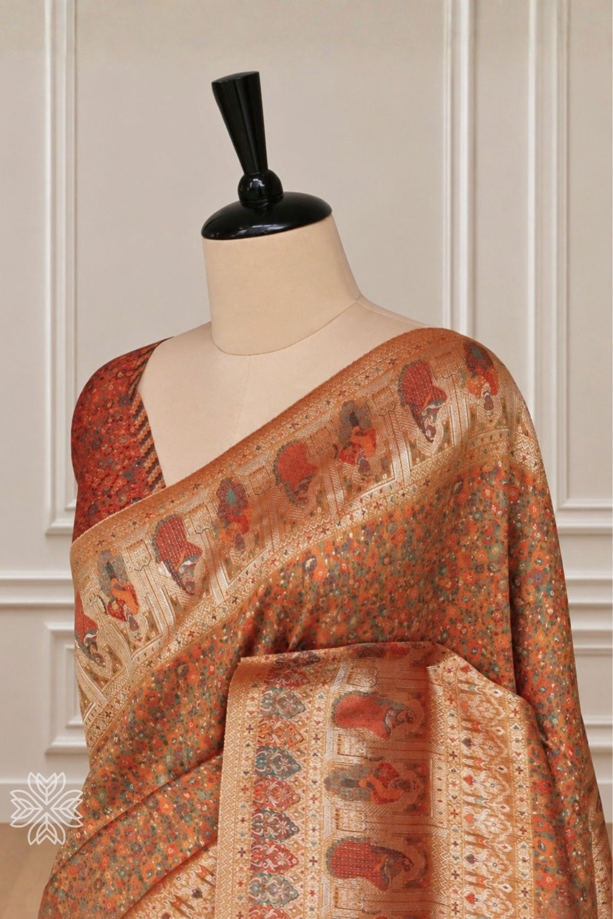 Sunset Yellow Kani Darbar Silk Saree