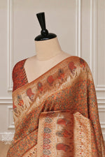 Sunset Yellow Kani Darbar Silk Saree