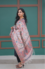 Beige Floral Kani Silk Dupatta