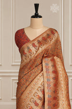 Sunset Yellow Kani Darbar Silk Saree