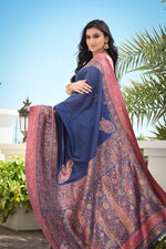 Navy Blue Kani Jamawar Pallu Silk Saree