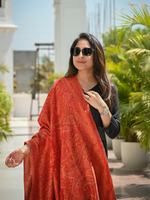 Red Kani Silk Jamawar Paisley DupattaImperial Weaves