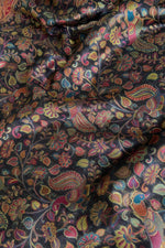 Smoky Black Kani Kalamkari Silk Saree