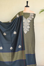Olive Green Fine Wool Zari Embroidered Unstitched Suit