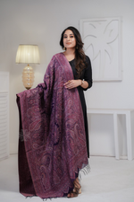 Purple Kani Silk Jamawar Paisley Dupatta