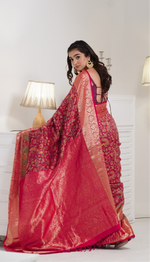 Wine Kani Kanjivaram Silk Saree