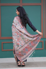 Beige Floral Kani Silk Dupatta