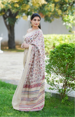 Beige All Over Kani Organza Silk Saree