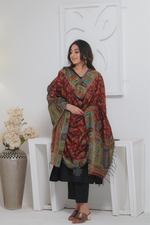 Maroon Kani Silk Paisley Dupatta