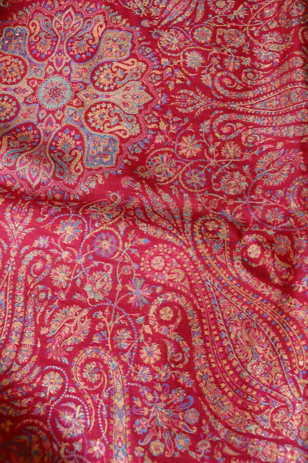 Maroon Kani Jamawar Pallu Silk SareeImperial Weaves