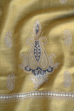 Mustard Fine Wool Zari Embroidered Unstitched Suit