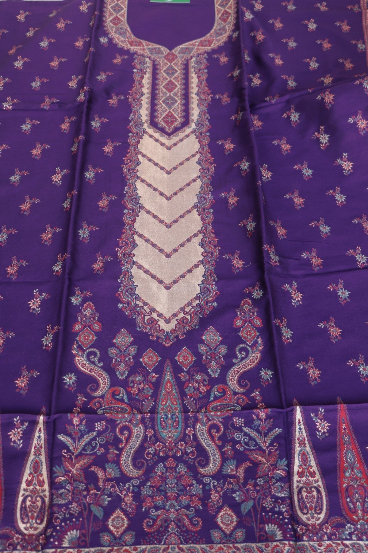 Purple Kani Silk Suit with Zari Dupatta