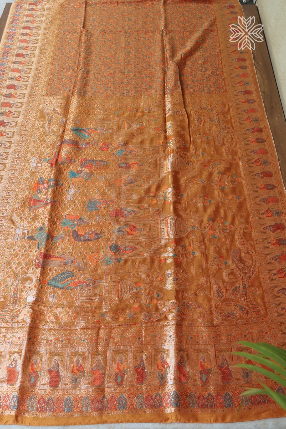 Sunset Yellow Kani Darbar Silk Saree