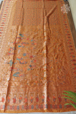 Sunset Yellow Kani Darbar Silk Saree