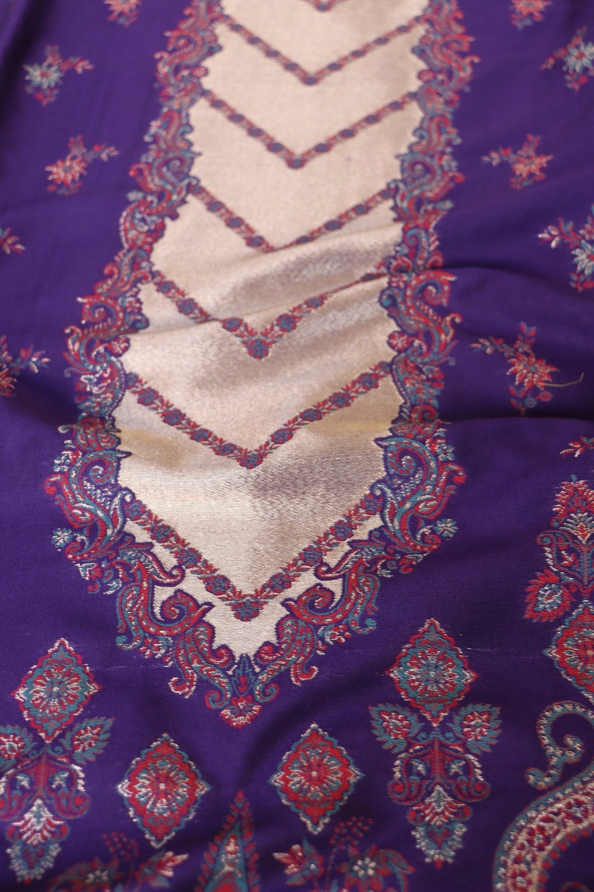 Purple Kani Silk Suit with Zari Dupatta