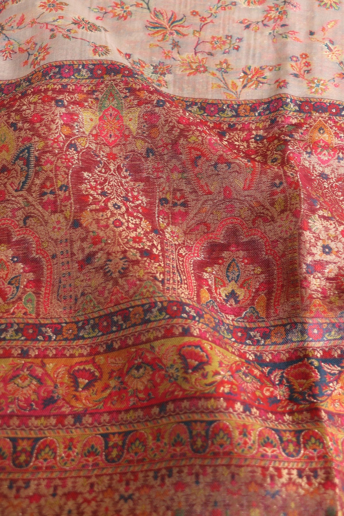 Beige Kani Organza Silk Suit