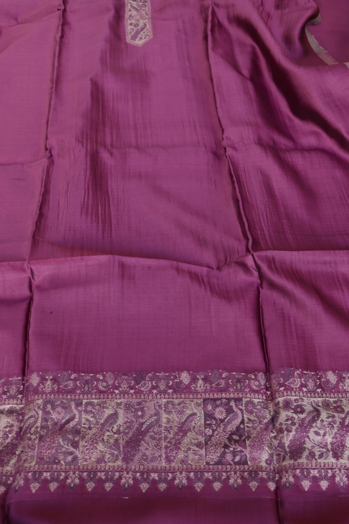 Purple Kani Silk Suit with Tissue Silk Dupatta