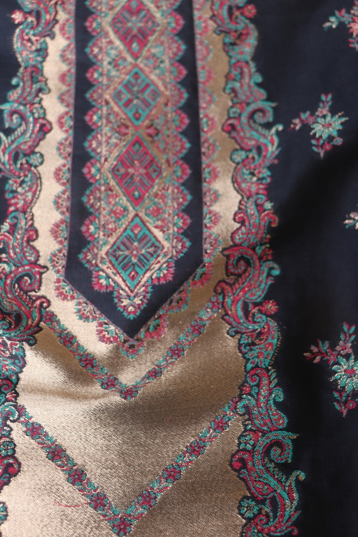 Midnight Blue Kani Silk Suit with Zari Dupatta