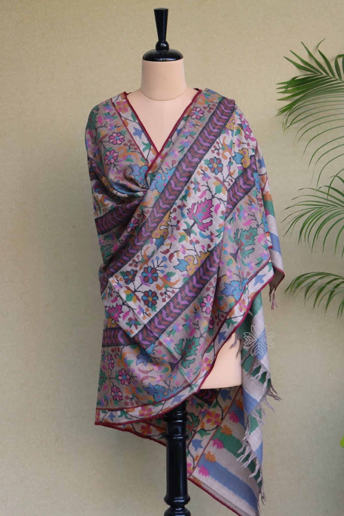 Beige All over Kani Pashmina Shawl