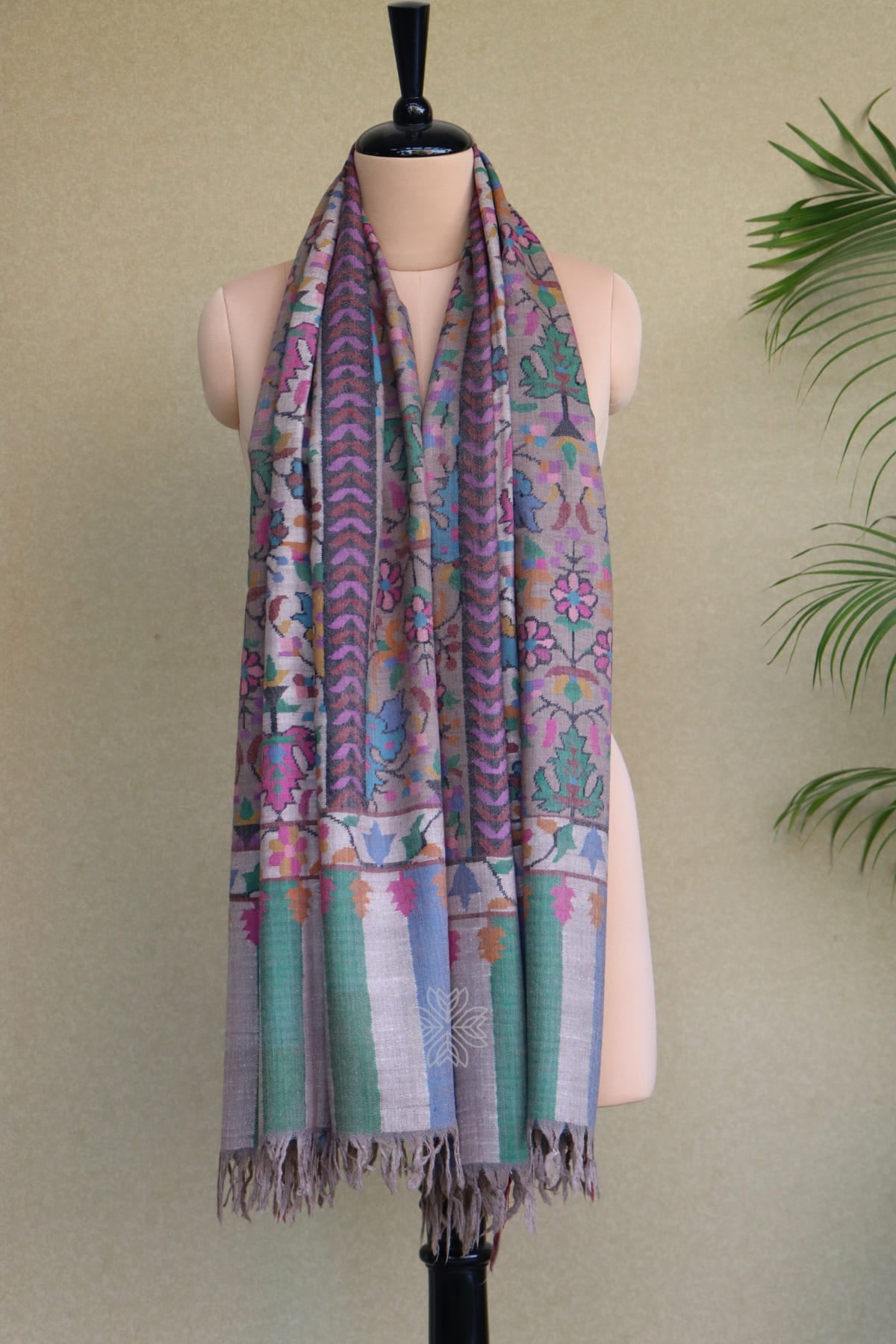 Beige All over Kani Pashmina Shawl