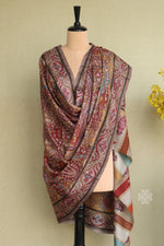 Beige Kalamkari Fine Wool Shawl