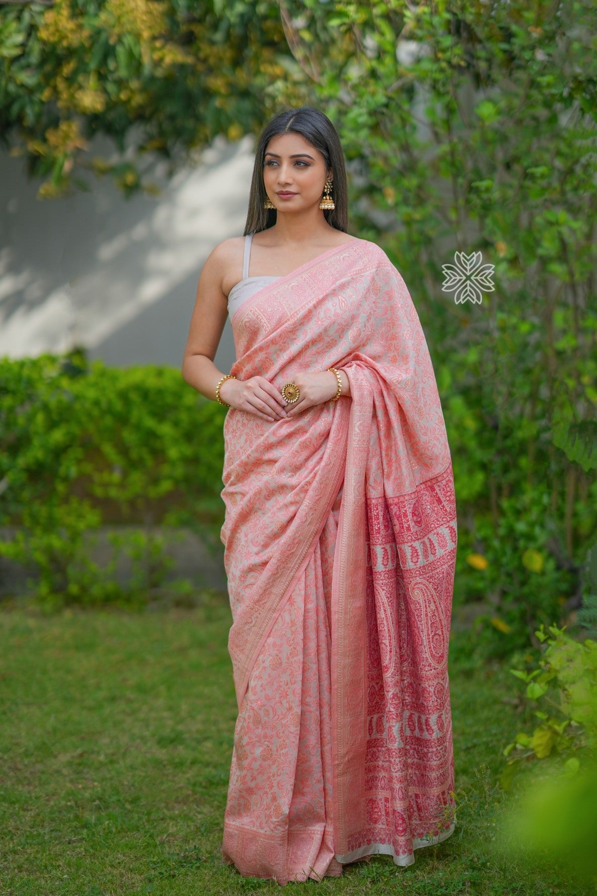 Beige Kani Chanderi Silk Saree