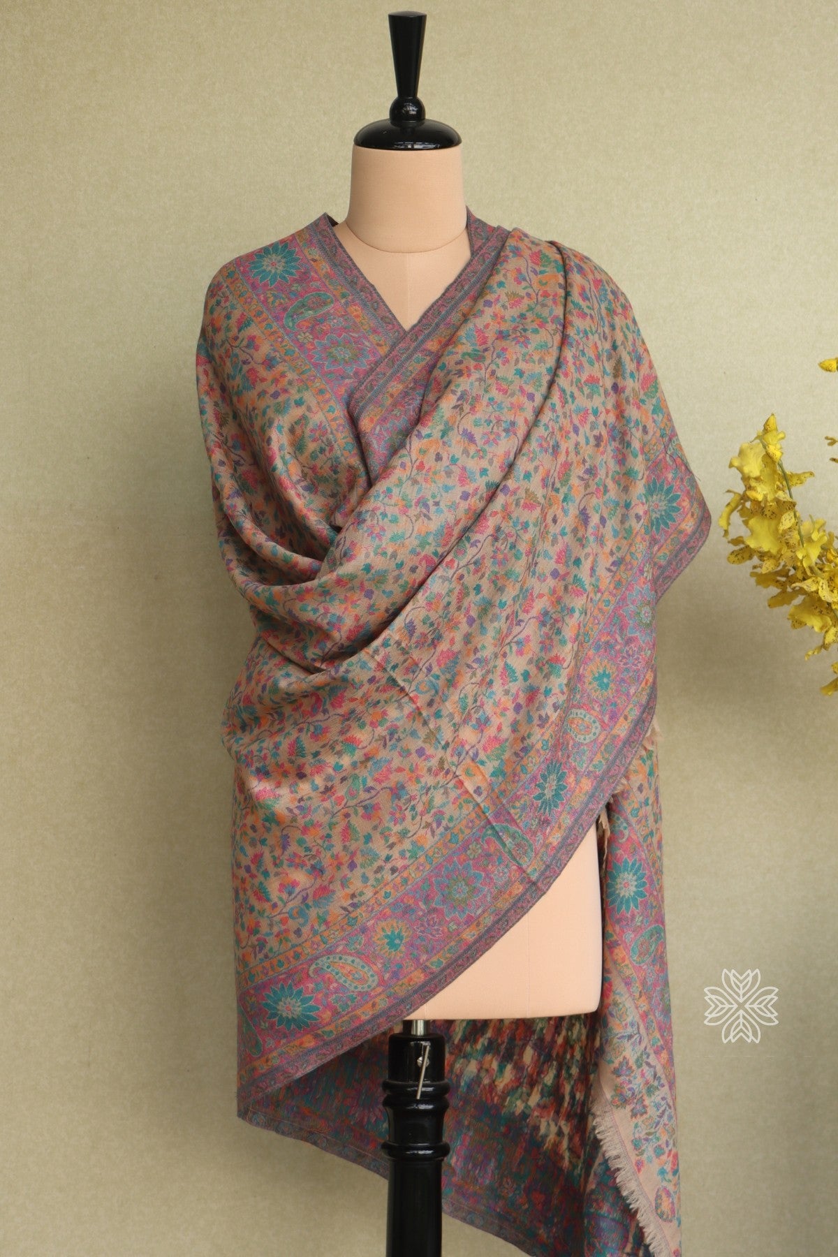 Beige Kani Fine Wool Shawl