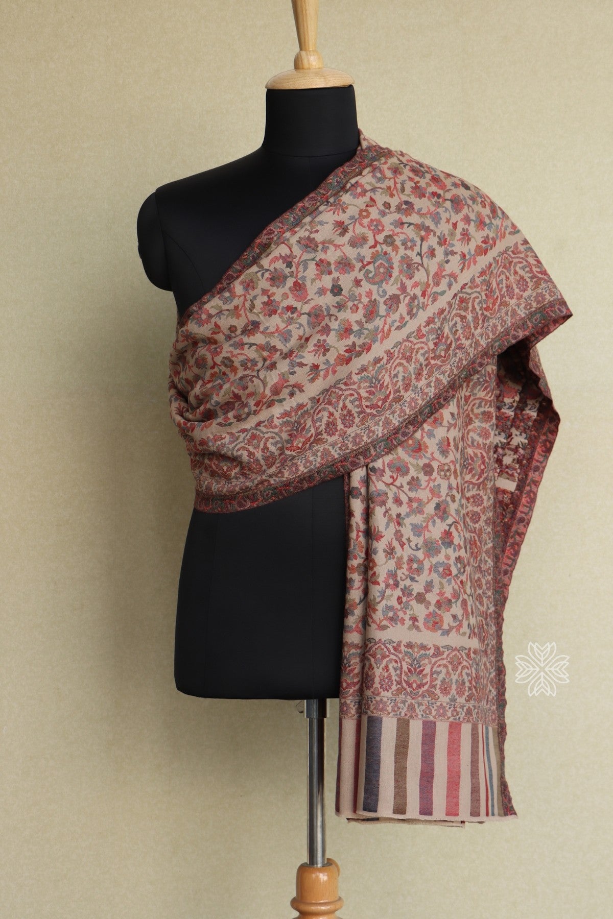 Beige Kani Men Fine Wool Shawl