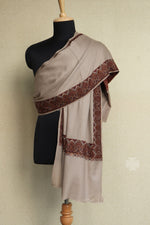 Beige Kashmiri Sozni Mens Shawl