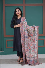 Beige Floral Kani Silk Dupatta