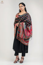 Black Paisley Kani Silk Dupatta -imperial Weaves