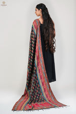 Black Paisley Kani Silk Dupatta -imperial Weaves