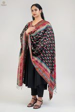 Black Paisley Kani Silk Dupatta -imperial Weaves