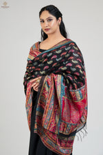 Black Paisley Kani Silk Dupatta -imperial Weaves